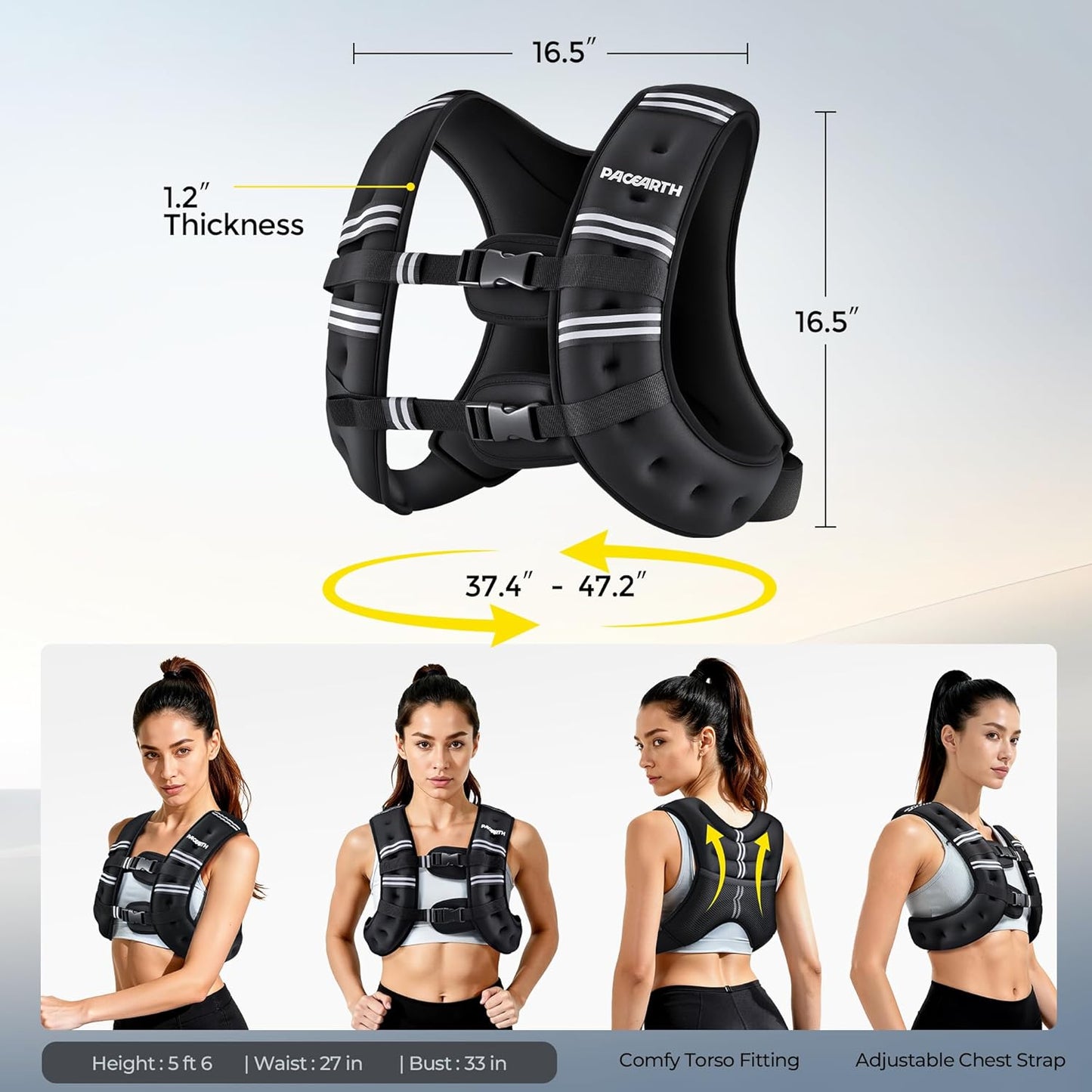 Weighted Vest with Ankle/Wrist Weights 6Lbs-30Lbs Body Weight Vest with Reflective Stripe, Size-Adjustable Workout Equipment for Strength Training, Walking, Jogging, Running for Men Women