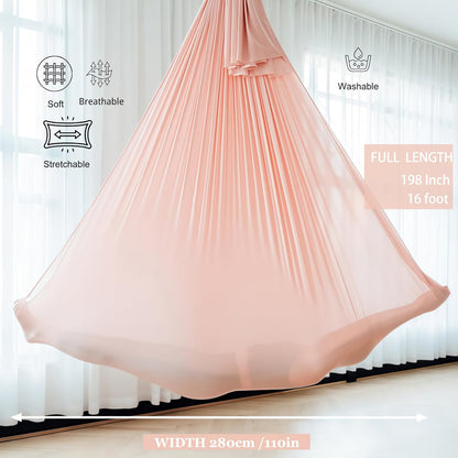 Aerial Yoga Hammock 5.5 Yards Premium Aerial Silk Fabric Yoga Swing for Antigravity Yoga Inversion Include Daisy Chain,Carabiner and Pose Guide
